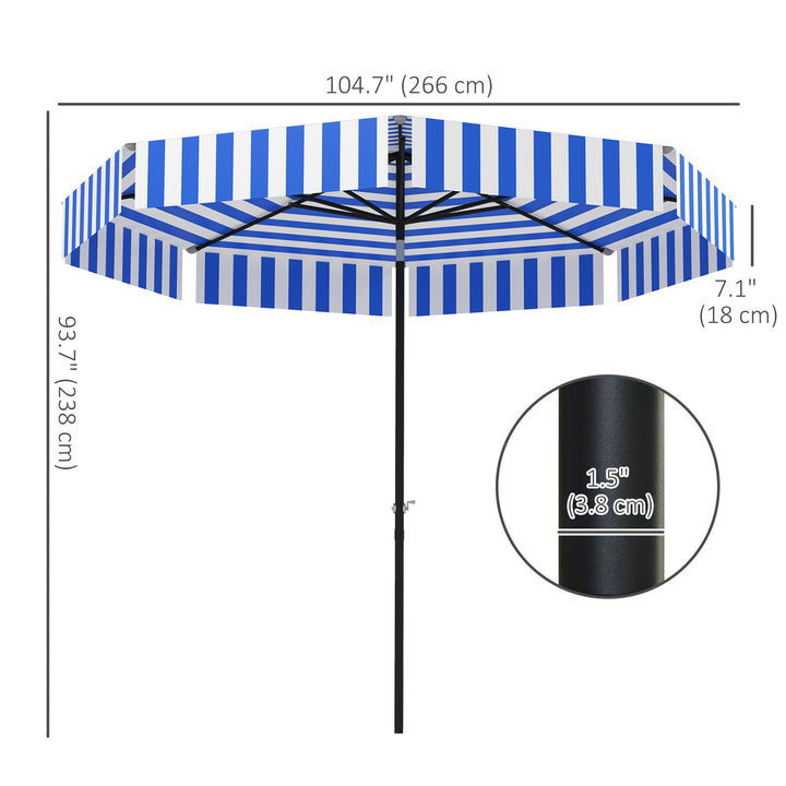 Outsunny 8.7FT Tilting Patio Umbrella with 8 Ribs, Crank Handle, Air Vent for Outdoor, Garden and Pool, Navy Blue