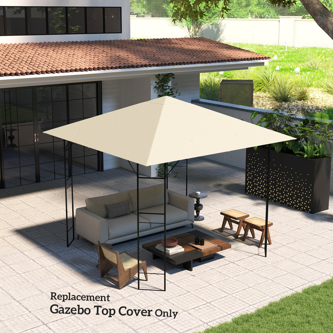 Outsunny 10' x 10' Gazebo Canopy Replacement Cover, Garden Gazebo Roof Replacement, UPF30+, TOP COVER ONLY, Cream White