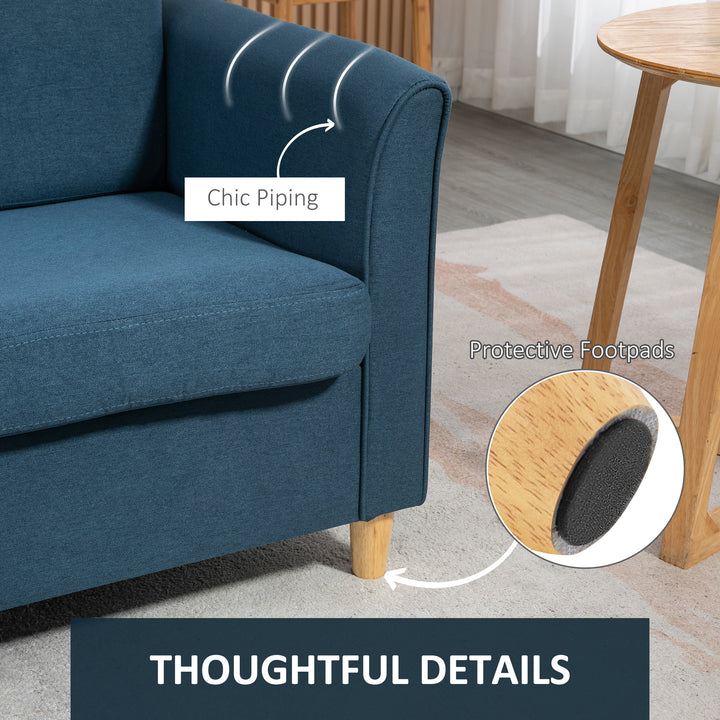 HOMCOM 2-Seat Sofa Two-Seater Couch with Armrests and Wood Legs for Living Room, Bedroom, Dark Grey