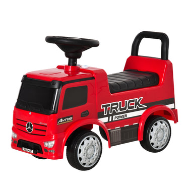 Qaba Mercedes-Benz Antos Licensed Kids Ride On Car, Foot to Floor Slider Baby Car with Steering Wheel, Horn, Headlight, Red