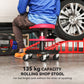 HOMCOM Rolling Garage Stool, 300 LBS Capacity Padded Mechanic Stool with 2.5" Wheels, Adjustable Height 15" -19.7", Red