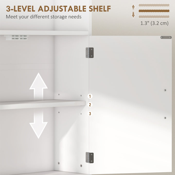 HOMCOM Over The Toilet Storage Cabinet, Freestanding 4-Tier Bathroom Organizer with Adjustable Shelf and 2 Doors, White