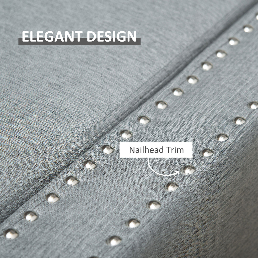 HOMCOM Upholstered Flip Top Storage Bench Fabric Ottoman for Bedroom, Living room, Light Grey