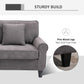 HOMCOM Modern 3 Seater Sofa, Corduroy Fabric 3 Seater Couch with Pine Wood Legs and Rolled Armrests for Living Room, Light Grey