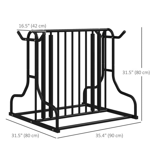 Soozier All-Steel Bike Rack, 35" Bike Stand, 4-Bike Capacity, Dual-Side, for Garages Streets Yards Schools