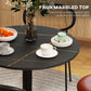 HOMCOM Round Dining Table, Modern Dining Room Table with Faux Marble Top, Steel Base, Space Saving Small Kitchen Table, Black