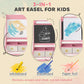 Qaba Art Easel for Kids, Double-Sided Whiteboard & Chalkboard with Paper Roll, 2 Storage Boxes, Gift for Boys, Girls, Pink