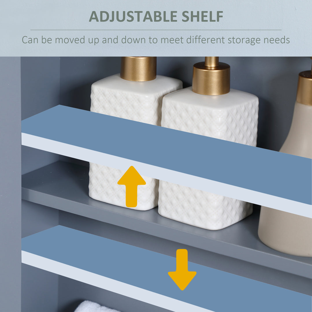 kleankin Medicine Cabinet, Wall-Mounted Bathroom Mirror Cabinet with Double Doors, Open Shelf, and Adjustable Shelf, Modern Bathroom Wall Cabinet, White