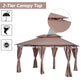 Outsunny 10' x 13' Patio Gazebo, Outdoor 2-Tiers Garden Canopy Yard Sunshade Shelter with Curtains, Khaki