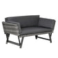 Outsunny Convertible Wicker Loveseat Grey Patio Chaise Lounge