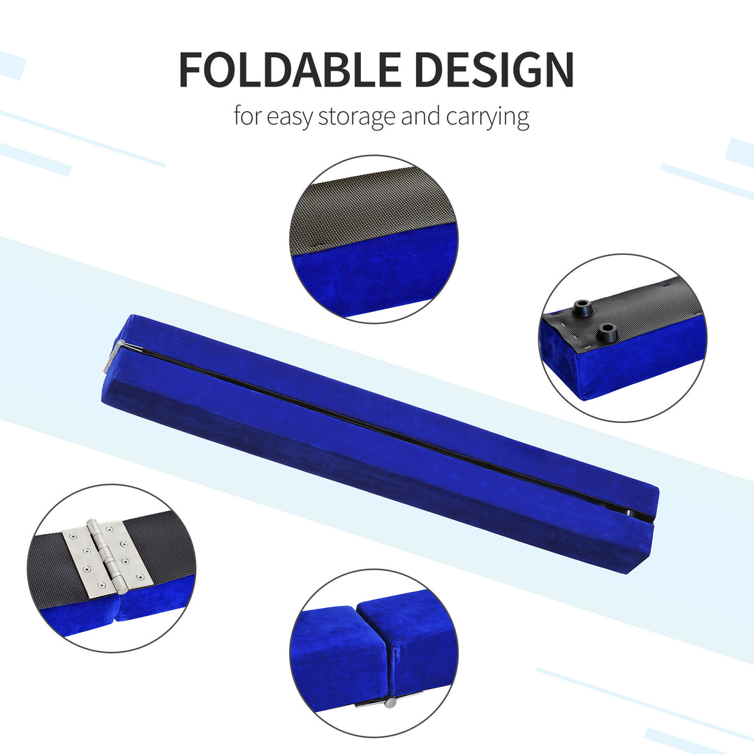 Soozier 7ft Folding Balance Beam, Gymnastics Beam with Wood Core, Blue