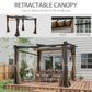 Outsunny Metal Pergola with Sliding Roof Canopy, Retractable Pergola Canopy, 10' x 10', Dark Grey