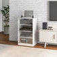HOMCOM 5-Tier AV Media Stand with Push to Open Glass Doors, Audio-Video Storage Cabinet with Adjustable Shelves for DVD Players, Games Consoles, Routers, Distressed Black
