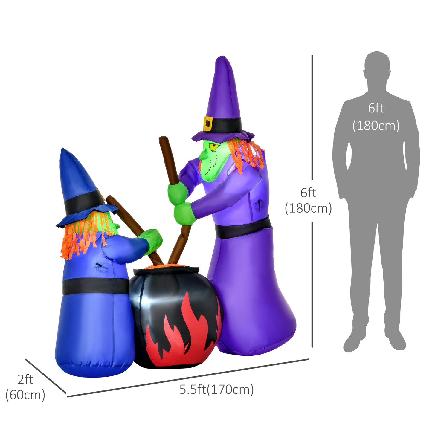 HOMCOM Inflatable Halloween Decoration Haunted Tree with Owl/Ghost/Pumpkins, Blow-Up Outdoor LED Display for Lawn, Garden, Party