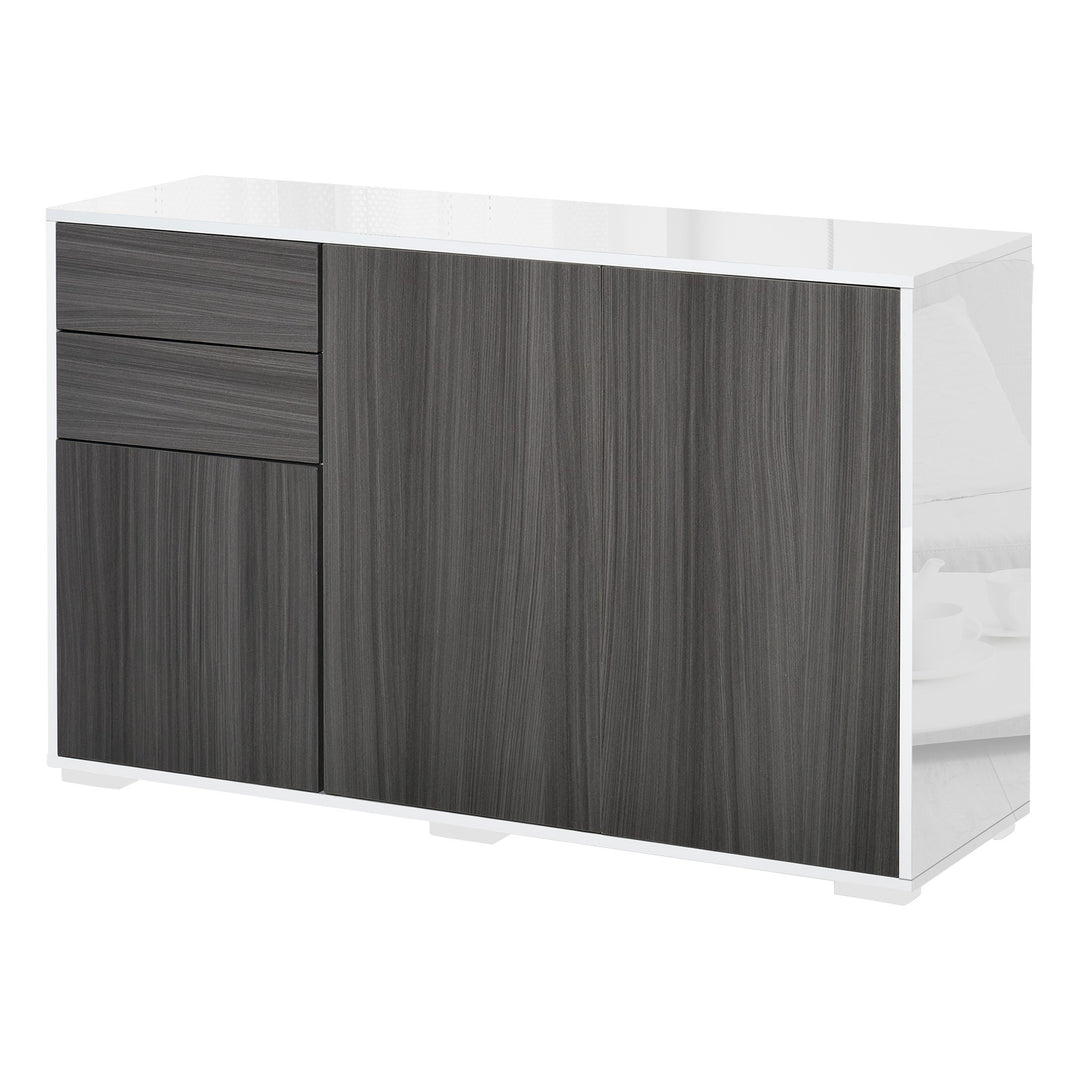 HOMCOM Kitchen Sideboard Storage Cabinet, Modern Coffee Bar with Push-Open Design and 2 Drawers for Living Room, Black