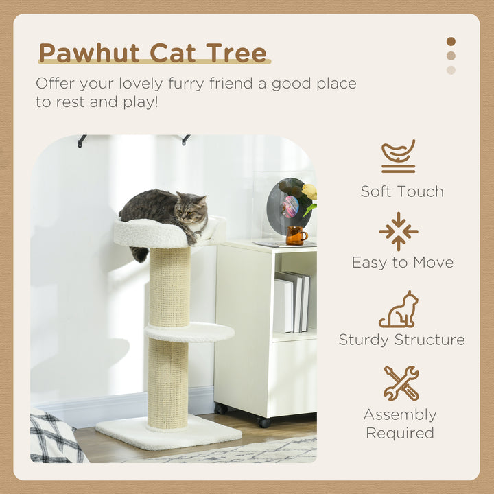 PawHut Cat Tree Kitty Tower with Sisal Mat Scratching Post, Cat Bed, Cushion, Perch, 18" x 18" x 36", Brown