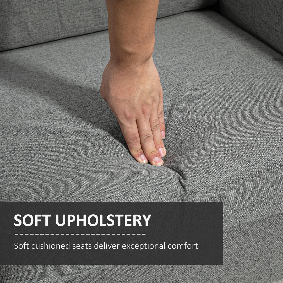 HOMCOM 2-Seat Sofa Two-Seater Couch with Armrests and Wood Legs for Living Room, Bedroom, Dark Grey