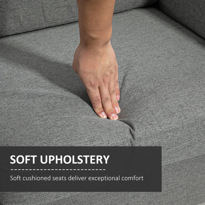 HOMCOM 2-Seat Sofa Two-Seater Couch with Armrests and Wood Legs for Living Room, Bedroom, Dark Grey