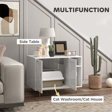 PawHut Cat Litter Box Enclosure, Hidden Litter Box with Scratching Pad, Storage, for Living Room, Bedroom, 31.5" x 20" x 24"