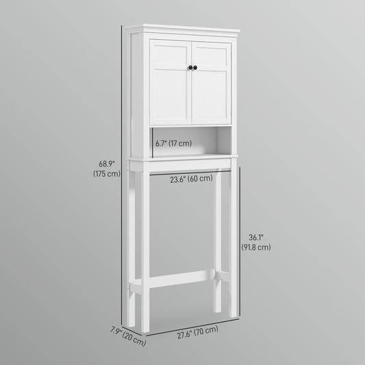HOMCOM 3-Tier Over Toilet Storage Unit Washing Machine Cabinet Dryer Cabinet with Adjustable Shelf for Bathroom, Laundry
