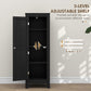 HOMCOM Kitchen Pantry Storage Cabinet with Adjustable Shelves, Small Storage Cabinet with Door and Shelves, Black