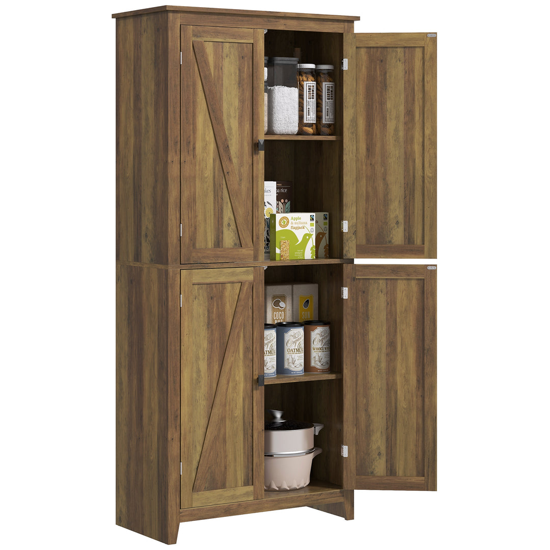 HOMCOM 72" Freestanding Storage Cabinet, Kitchen Pantry Cabinet with Doors and Shelves for Dining Room, Natural