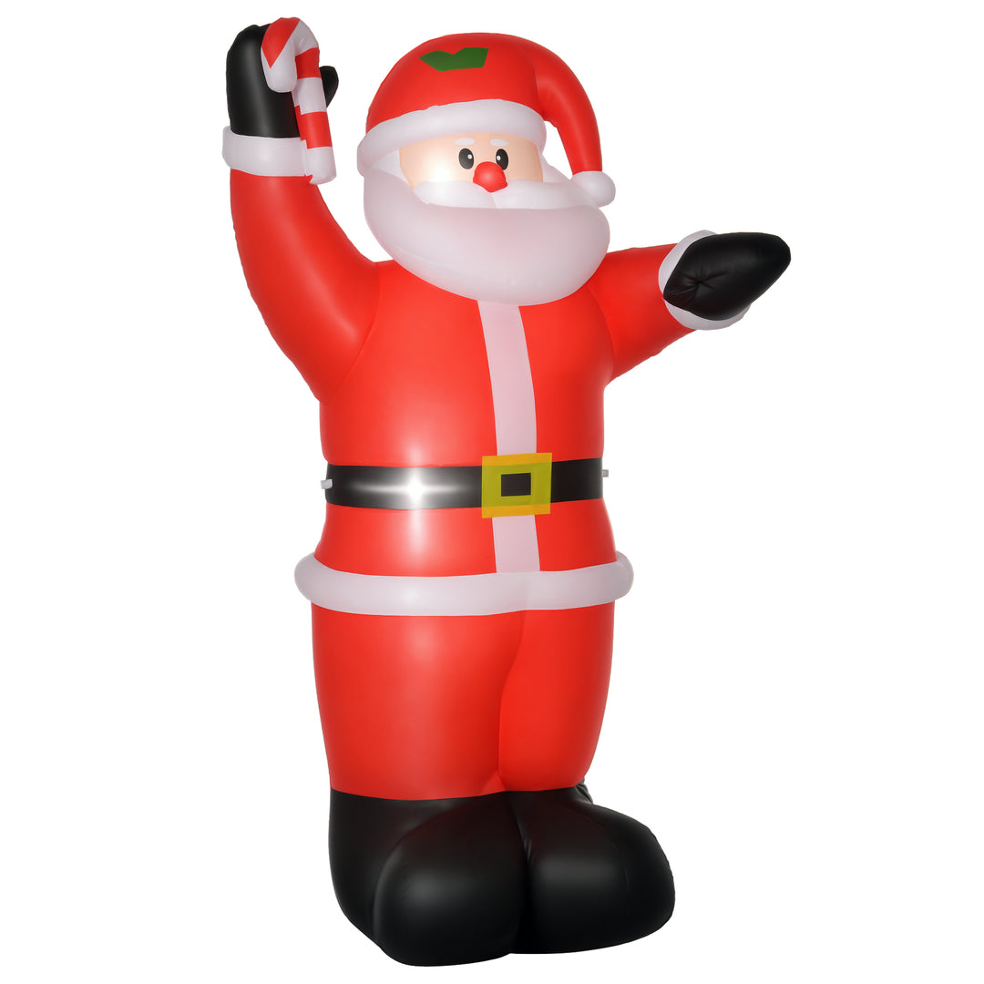 HOMCOM 8ft Inflatable Christmas Santa Claus with Candy Cane, Blow-Up Outdoor LED Yard Display for Lawn Garden Party