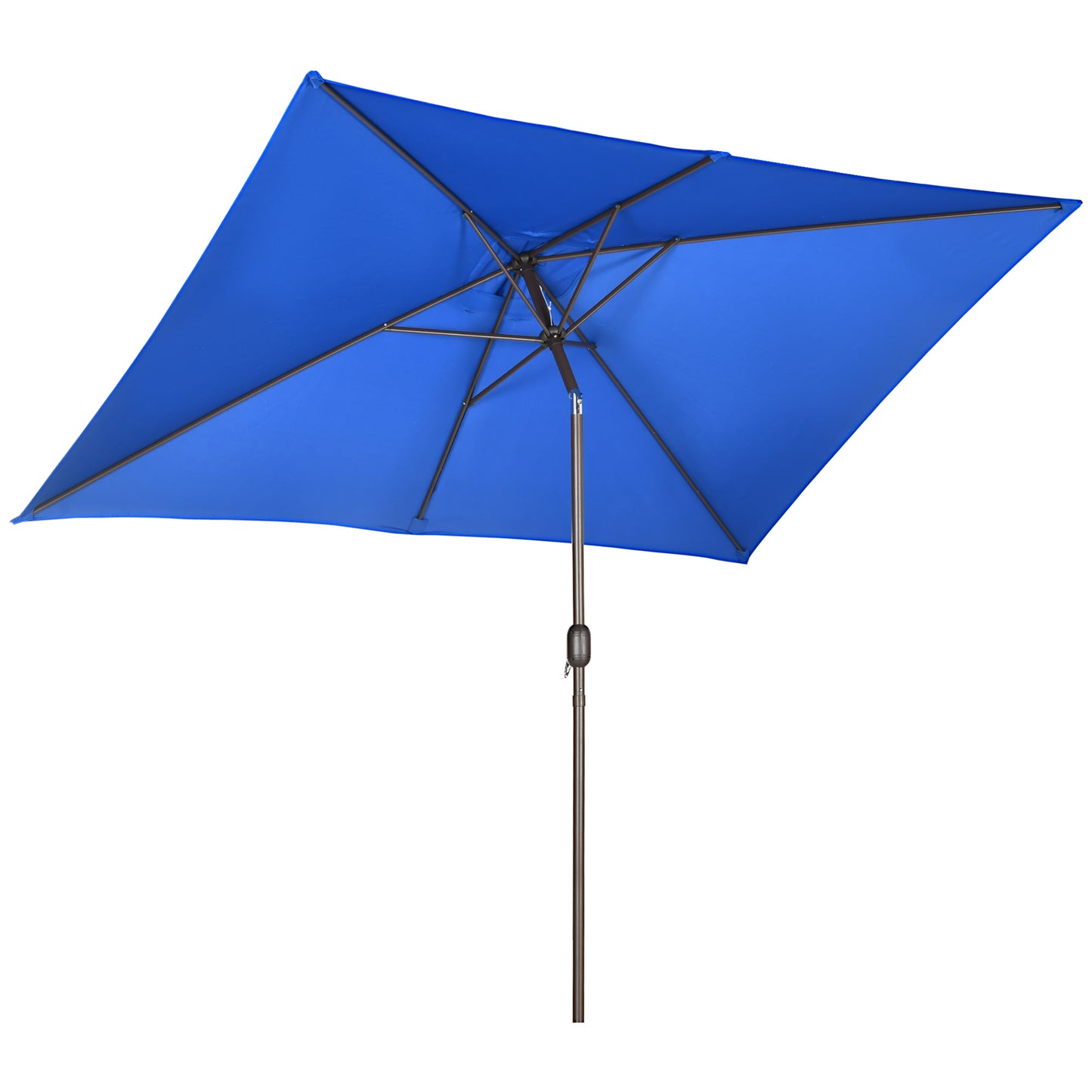 Outsunny 6.5x10ft Patio Umbrella, Rectangle Market Umbrella with Aluminum Frame and Crank Handle, Garden Parasol Outdoor Sunshade Canopy, Blue