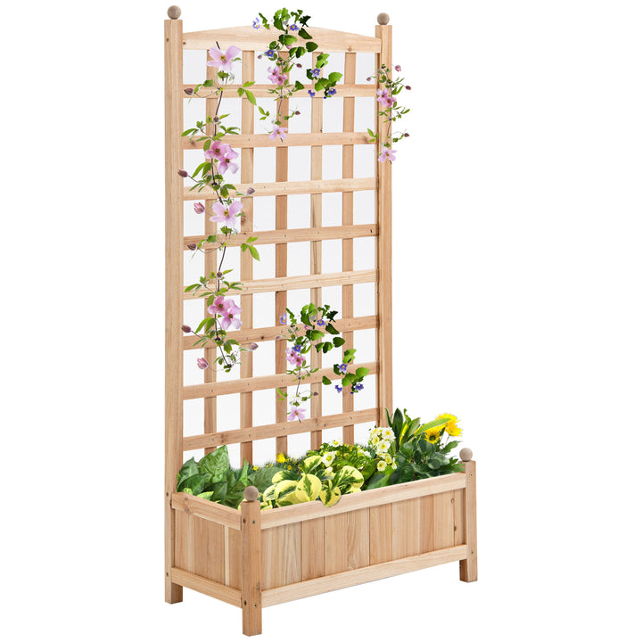 Outsunny 24" x 12" x 49" Raised Garden Bed with Trellis Board Back & Strong Wooden Design & Materials