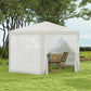 Outsunny Î¦13' Hexagon Party Tent Patio Gazebo Outdoor Activity Event Canopy Quick Sun Shelter Pavilion with Netting Mesh Sidewall Cream White