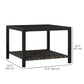 Outsunny 23.6" Rattan End Table, Outdoor Coffee Table with Tempered Glass Top, Storage Shelf for Patio, Garden, Balcony, Black