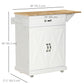 HOMCOM Foldable Kitchen Island with Storage Drawer, Farmhouse Style Rolling Utility Cart, Coffee Bar Cabinet on Wheels with Drop-Leaf Wood Top, White