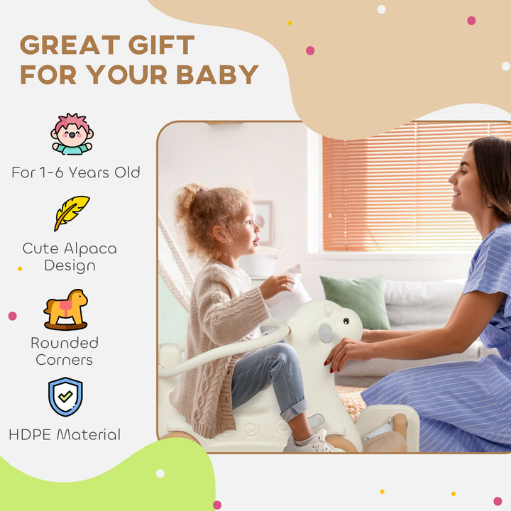 Qaba 5 in 1 Rocking Horse for Toddlers 1-6 Years with Balance Board, Push Handle, 4 Smooth Wheels, Brown