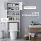 kleankin Modern Over The Toilet Storage, Bathroom Cabinets Over Toilet with Open Shelves and Double Door Cabinet, White