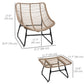 Outsunny Rattan Chair w/ Stool, Cushion, Adjustable Foot Pads, Natural