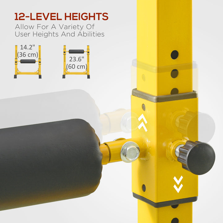 Soozier Bulgarian Split Squat Stand, 12-Level Adjustable Single Leg Squat Stand for Lower Body Strength Training, Yellow