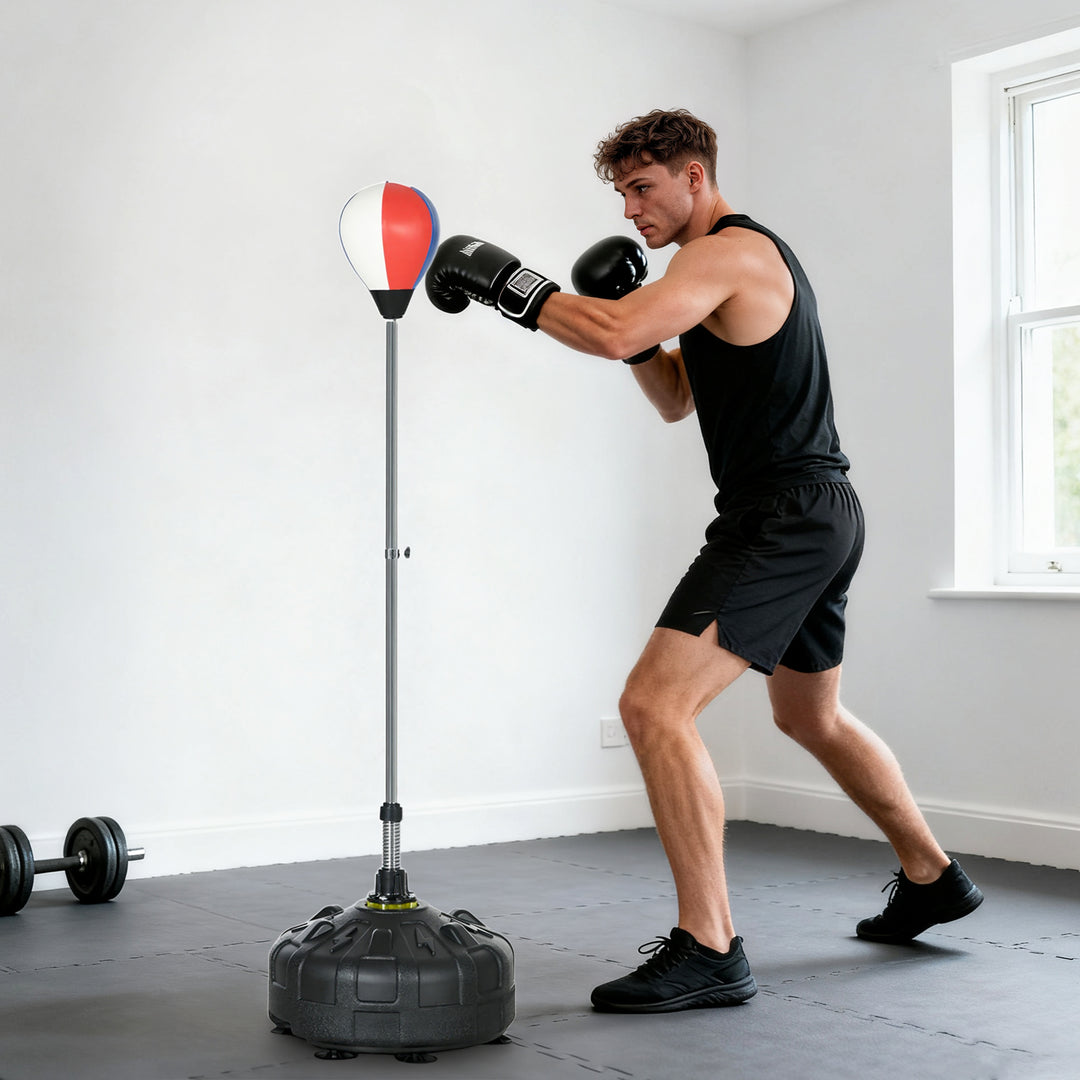 Soozier Adjustable Height Free Standing Boxing Bag Set with 6 Suction Cups and Boxing Gloves, for Exercise Training