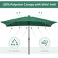 Outsunny 6.5x10ft Patio Umbrella Rectangle Solar Powered Tilt Aluminum Outdoor Market Parasol with LEDs Crank (Turquoise)