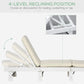 Outsunny Wooden Folding Chaise Lounge, Outdoor Chaise Lounge Chair, Garden Reclining Tanning Chair with 4 Adjustable Back Soft Cushions, White
