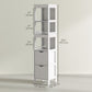 HOMCOM Narrow Bathroom Storage Cabinet, Bathroom Cabinet with 2 Drawers & 3 Open Shelves, Slim Bathroom Floor Cabinet, White