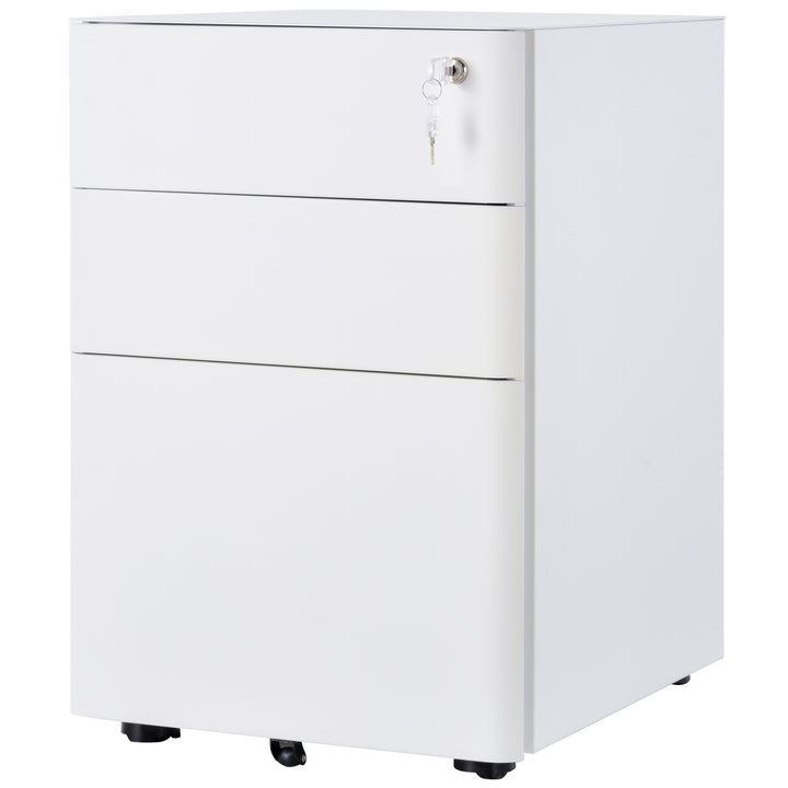 Vinsetto Metal Filing Cabinet 3 Drawer, Mobile Office Cabinet with Wheels for Legal, Letter, A4 File, Black
