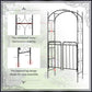 Outsunny 7.2FT Metal Garden Arbor Arch with Double Doors, 2 Side Planter Baskets, Climbing Vine Frame, Black