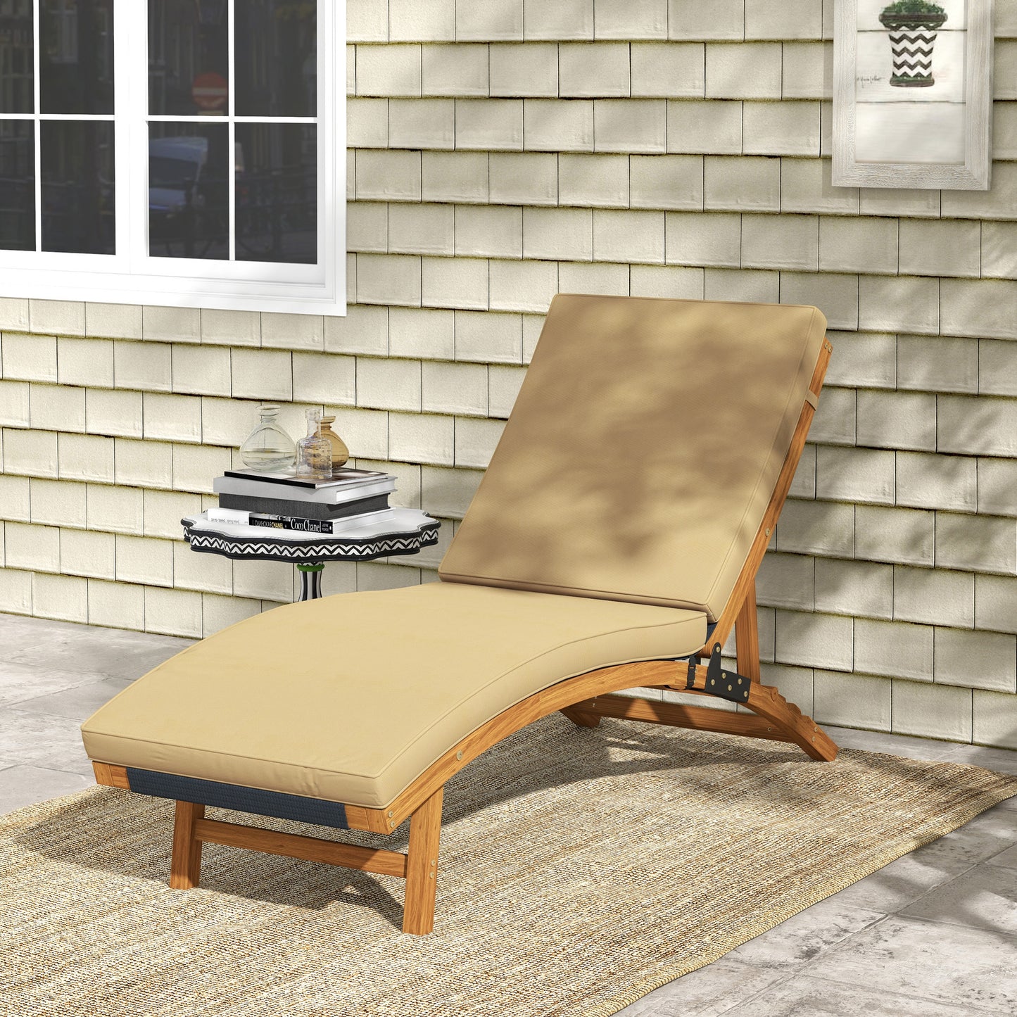 Outsunny 1-Piece Seat Cushion Replacement with Backrest for Lounge, Outdoor Patio Chair Cushions Set with Machine Washable Cover