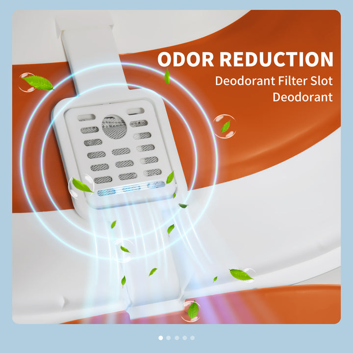 PawHut Foldable Large Cat Litter Box with Lid, Covered Kitten Litter Box w/ Automatic Cat Litter-Proof Sides, Deodorization, Easy to Clean, White and Grey