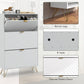 HOMCOM Modern Shoe Storage Cabinet with 3 Flip Drawers for 18 Pairs, Narrow Shoe Organizer for Entryway, Hallway, White