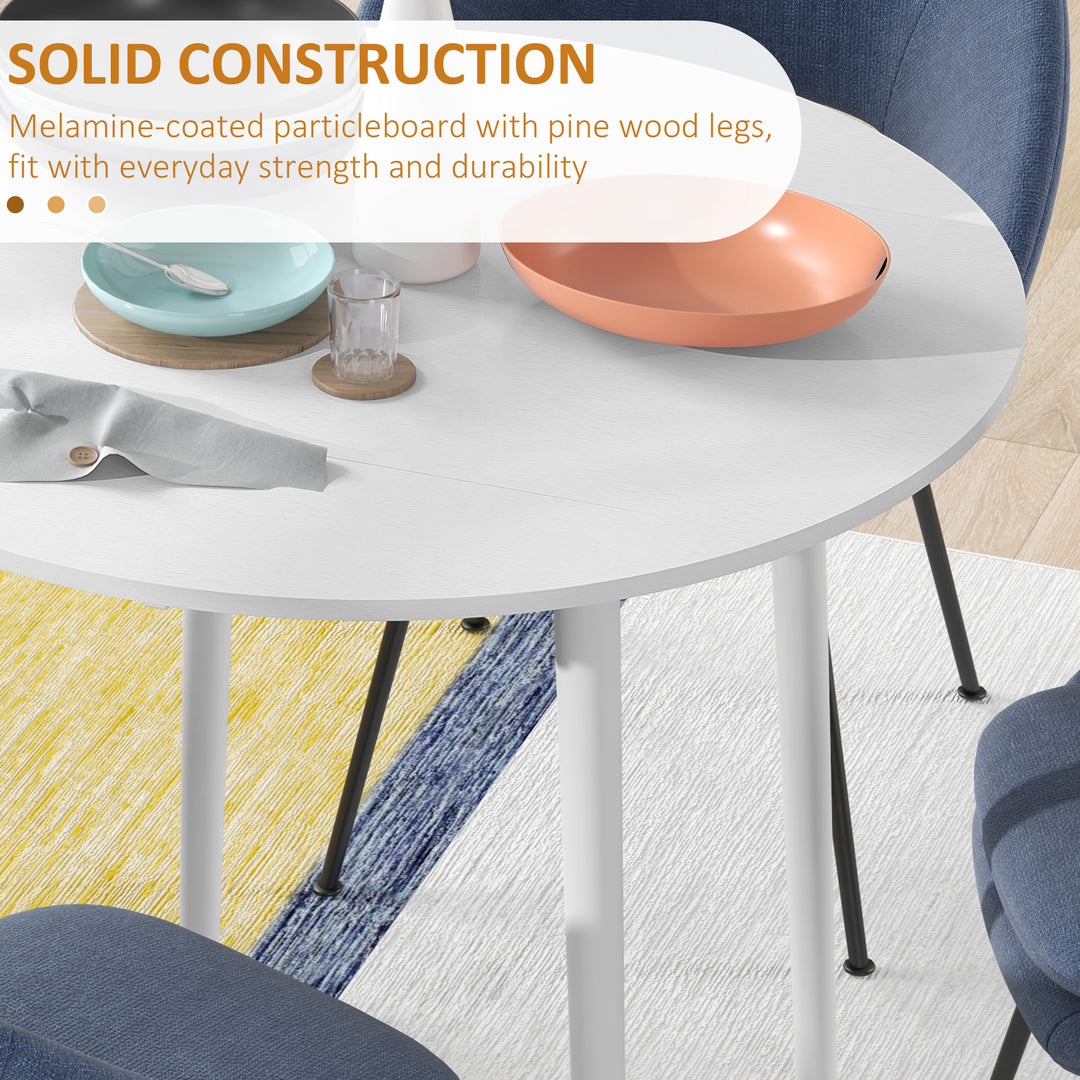 HOMCOM Folding Dining Table, Round Drop Leaf Kitchen Table for Small Spaces with Wood Legs, Oak