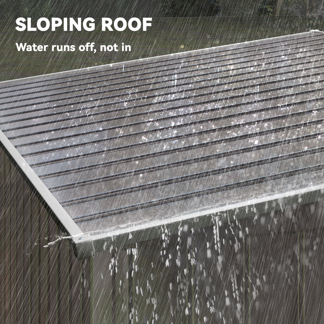 Outsunny 5x7 Garden Shed, Lean-to Metal Storage with Foundation, Sliding Door & 2 Vents for Garden Tools, White