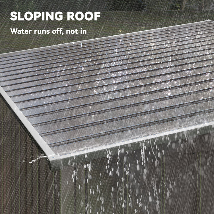 Outsunny 5x7 Garden Shed, Lean-to Metal Storage with Foundation, Sliding Door & 2 Vents for Garden Tools, White