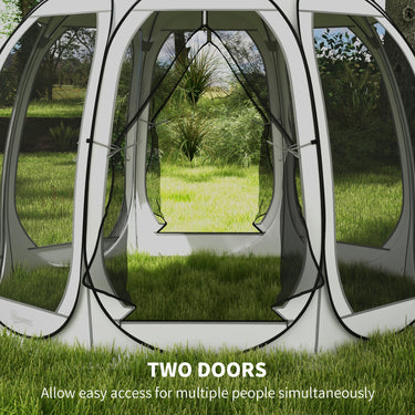 Outsunny 11' x 11.5' Screen Tent, Pop Up Camping Gazebo with Portable Carry Bag and 2 Doors, Cream White