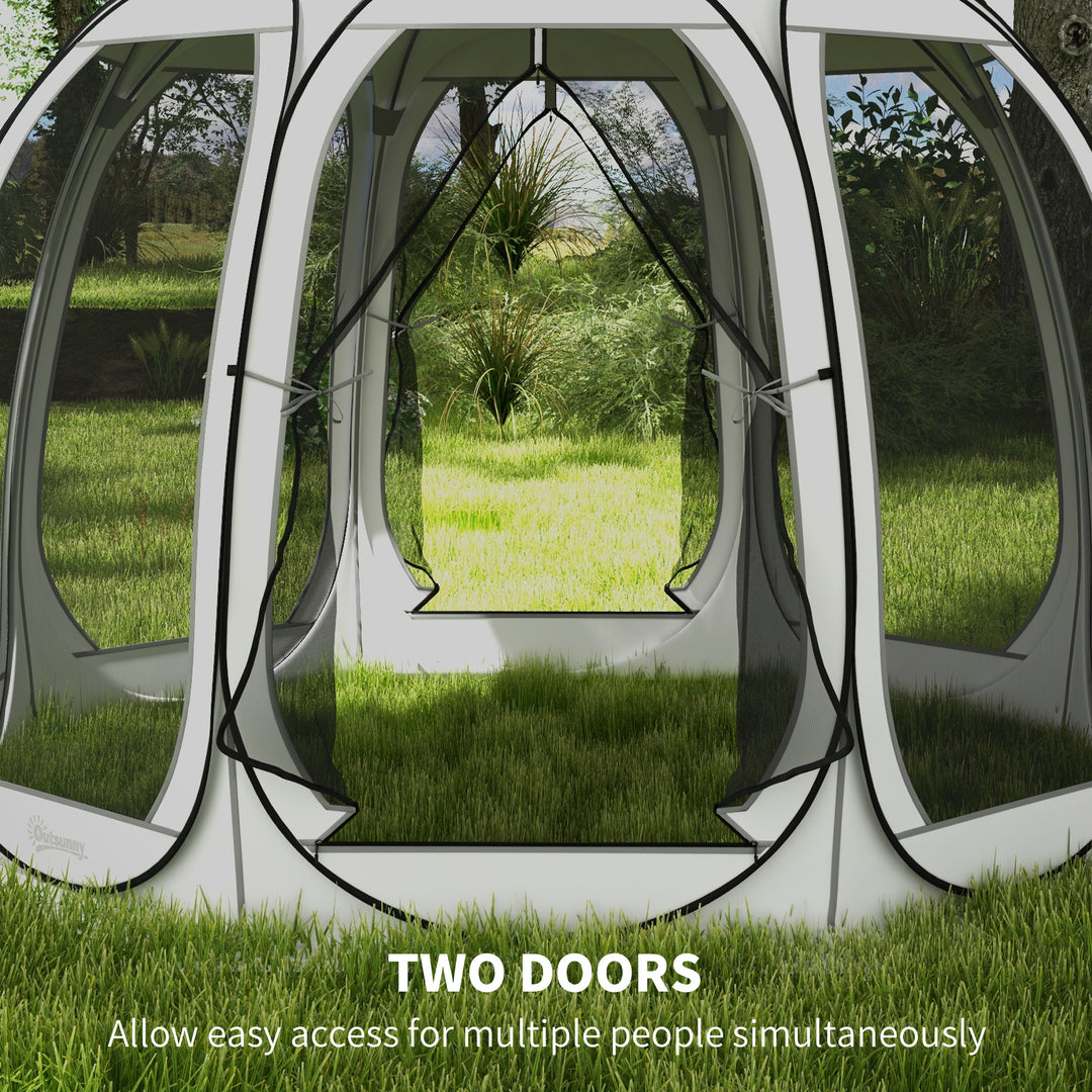 Outsunny 11' x 11.5' Screen Tent, Pop Up Camping Gazebo with Portable Carry Bag and 2 Doors, Cream White